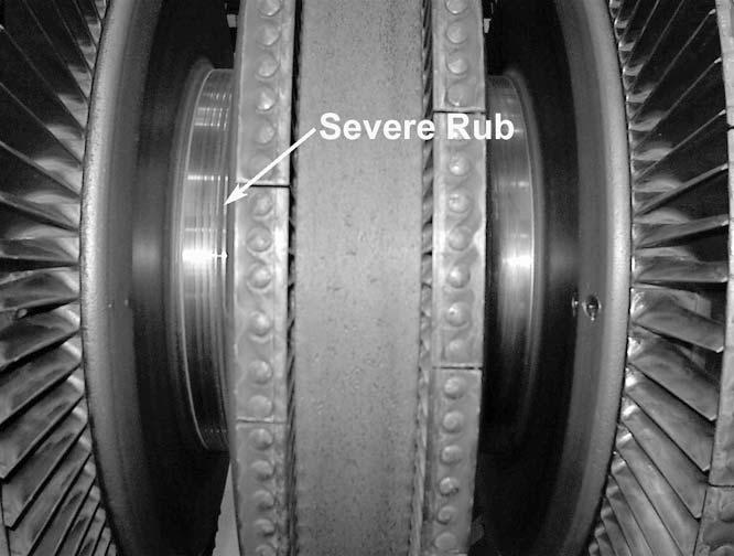 68 PROCEEDINGS OF THE 30TH TURBOMACHINERY SYMPOSIUM flow section, while Figure 10 shows severe labyrinth seal damage.