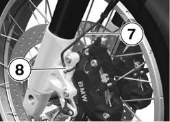 8 with OE BMW Motorrad Integral ABS: During the following work, parts of the front brake, in particular of the BMW Motorrad Integral ABS, can be damaged.