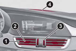 GETTING TO KNOW YOUR VEHICLE Central Air Vents To adjust the position of the Central Air Vents, move the Central Air Vent Adjuster (2) up or down.