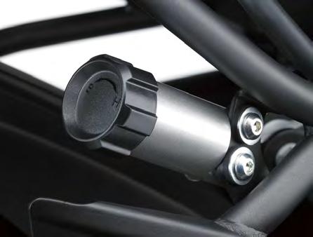 * The suspension is located far enough from the exhaust that operation is not affected by heat. * The long-travel rear suspension has a stroke of 150 mm.