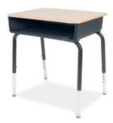 Sandstone FRW hard-plastic work surface with Black metal open-front book box. Nylonbase glides. Jr.