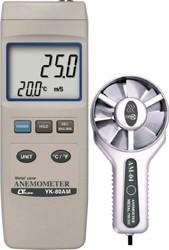 YK-80AM METAL VANE ANEMOMETER. Microprocessor circuit assures maximum possible accuracy, provides special functions and features. Large LCD with Dual function meter s display.