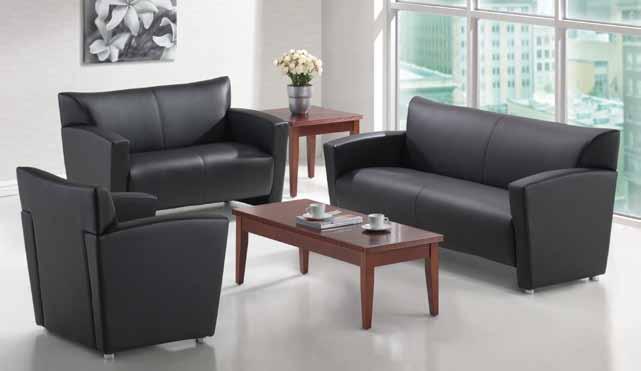 Standard Features: Cushioned Bonded Leather Surfaces Heavy-duty Pocket Spring Coil Construction, Webbed Seat & Back, Chrome Feet. 649.