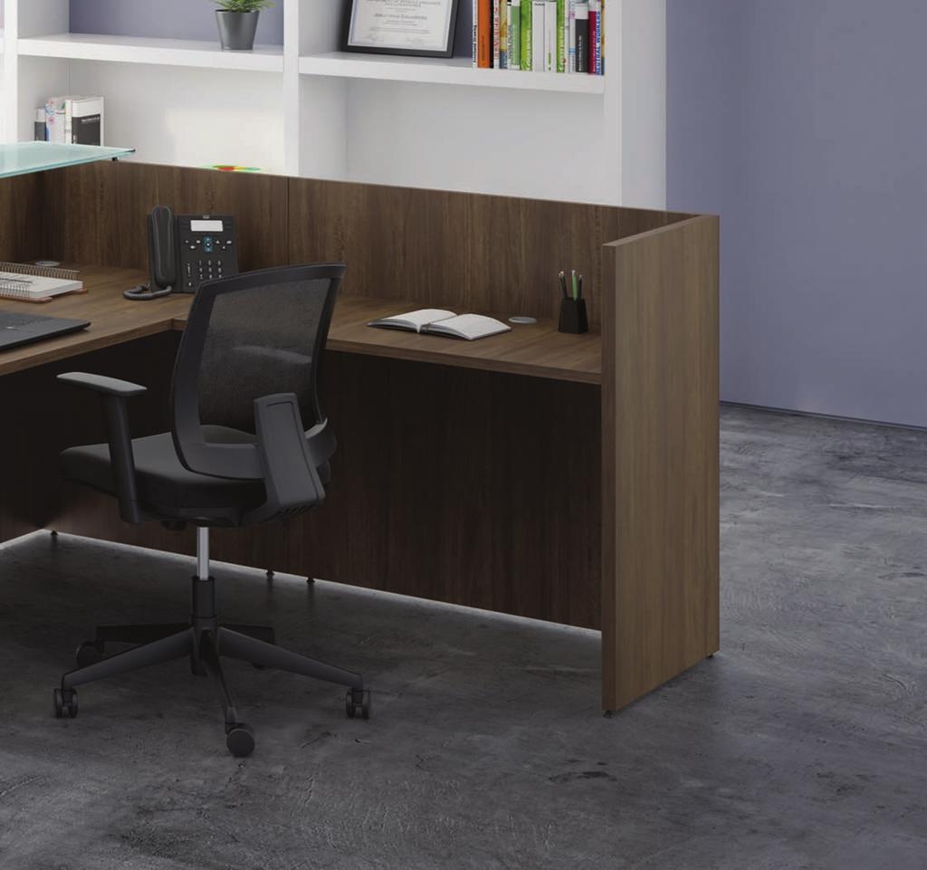 FINISHES CHERRY MAHOGANY MAPLE Borders Plus Reception Package B2 898 Includes Workstation and Panels with Transaction Top.