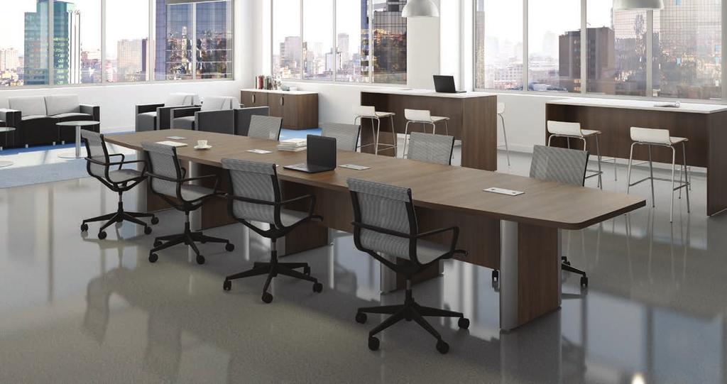 CLASSIC PLUS BOARDROOM TABLES Featuring bold, 1.5 thick tops, 3mm Dura-Edge, and designer silver base accents, the Classic Plus adds a sophisticated, contemporary look to your meeting space.