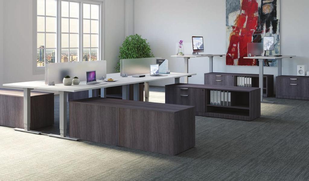 HEIGHT ADJUSTABLE TABLES Our electronic programmable memory control makes it easy to adjust table height, helping to reduce muscle strain and body fatigue, ultimately promoting a healthier and more