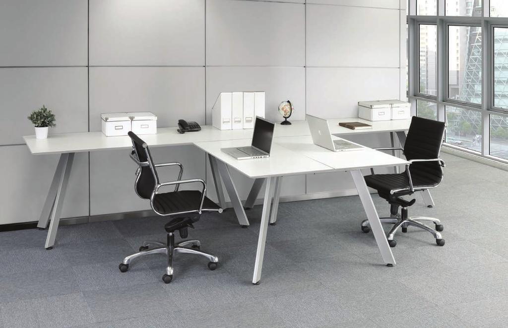 ELEMENTS PLUS V-LEG SERIES See your offi ce from a new angle with Elements Plus with V-Leg. Available in Silver fi nish, the V-Leg is a fresh take on desk design.