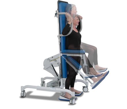 This versatile table easily adjusts from/to standing, seated, and supine positions via a hand held control, thus creating a table that is easily accessible to patients of any age.