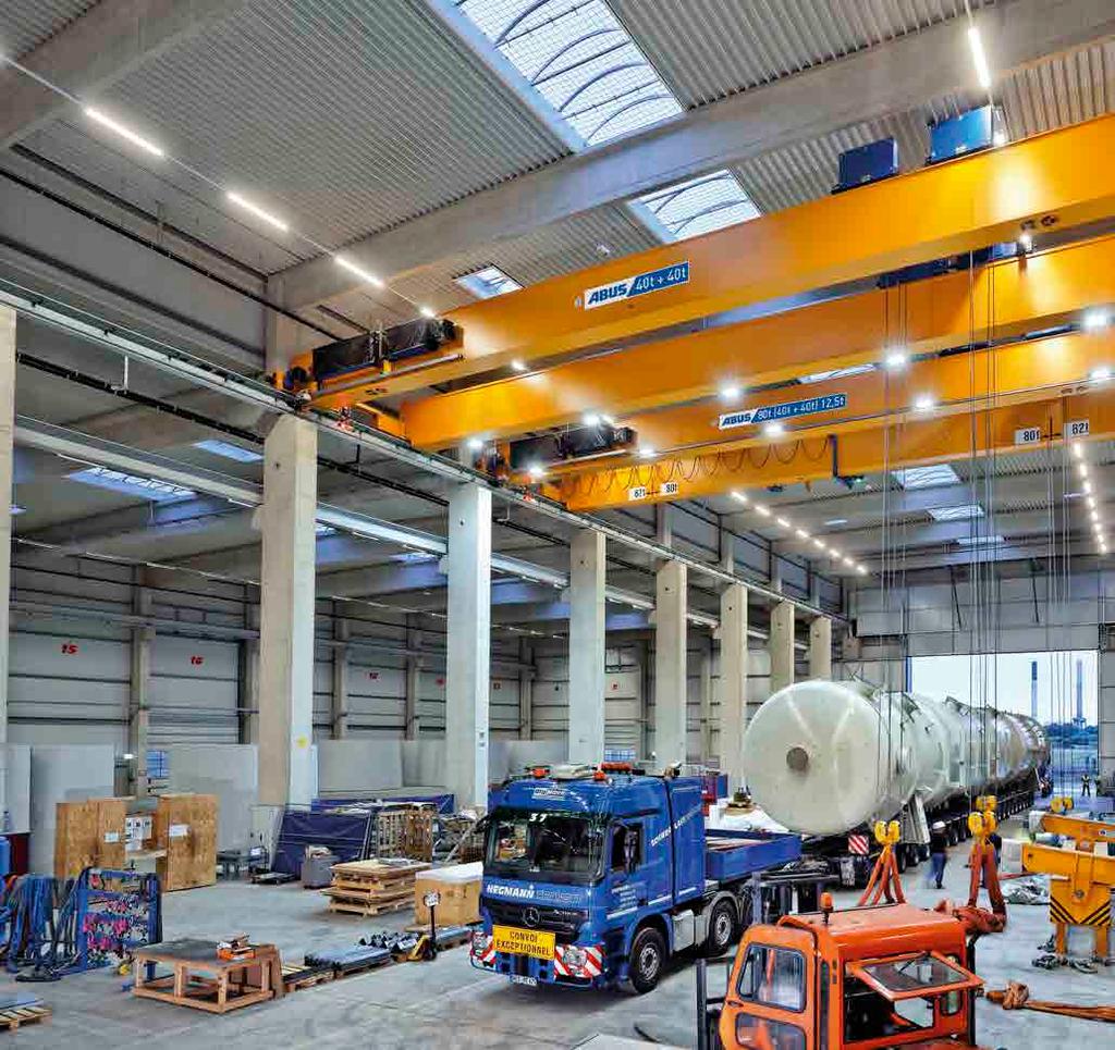 ABUS ZLK double girder travelling cranes: the heavy brigade Two girders are simply stronger than one, making ABUS double girder travelling cranes the ideal solution for the area coverage handling of