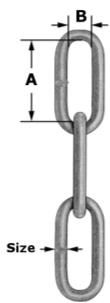 Studio Chain Used generally for Hanging Theatrical Lights and Fixtures. The links are elongated allowing a shackle to be used in the middle of the link.