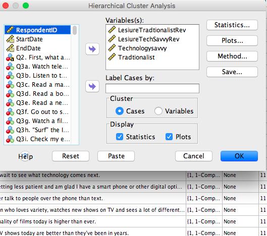 2- Select your Internal Variables for analysis.