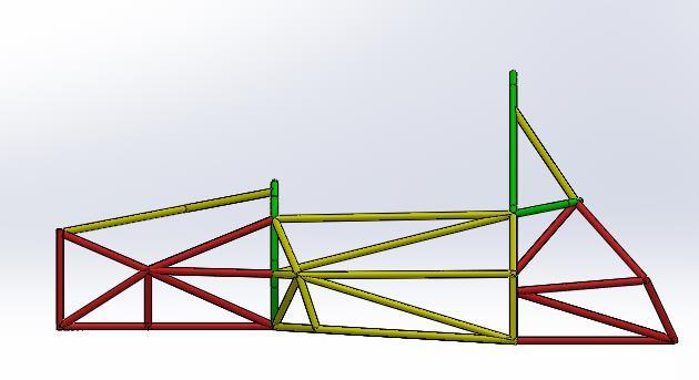 Figure 1: 2016 Frame On the far left is the front Bulkhead (0.049 wall, square). Moving backwards, there is bracing for the bulkhead (0.049 wall, round) and for the front hoop (0.