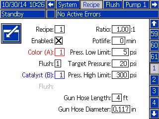 Setup Mode Screens Information for Systems with Multiple Guns For Systems Without Mix at Wall The Multiple guns feature enables the ability to simultaneously track up to 60 different mixed material