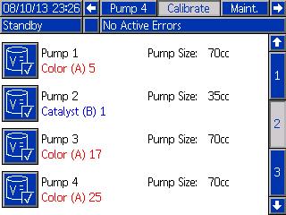 Setup Mode Screens Calibrate Screen 2 Calibrate Screen 2 initiates a volume test for the selected pump. During the test, the Volume Check screen will appear.