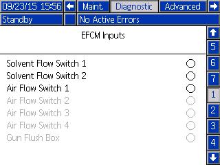 Setup Mode Screens Diagnostic Screens Diagnostic Screen 1 Diagnostic Screens 3 10 Use this screen to test and verify proper wiring for all inputs to the EFCM (see installation manual 332457 for