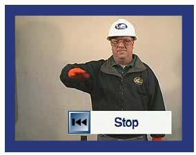 STOP The stop signal is: an extended arm palm down moving back and forth