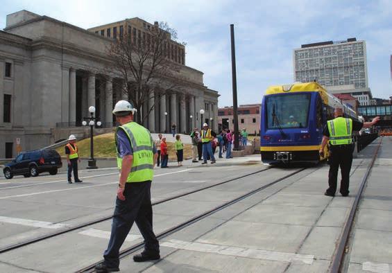 Scenes from the future Light rail vehicle leaving Union Depot Station
