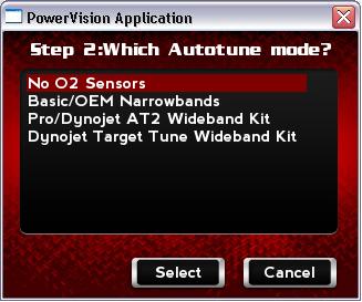 Enabling AutoTune 5 Select the AutoTune mode. Touch Basic to use the OEM Narrowband O2 sensor, tuning to a temporary stoich (14.6) Air Fuel Ratio.