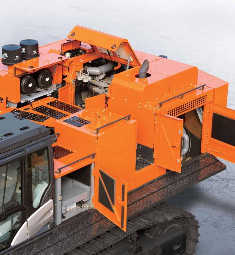 ZAXIS 890 SIMPLIFIED MAINTENANCE Like all new Hitachi large excavators, the ZAXIS 890 has been designed with a range of easily accessible and convenient features to allow for swift routine