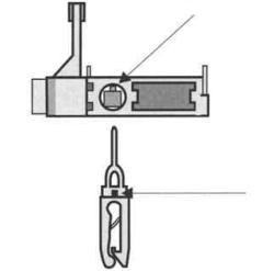 3) Position the hook removal tool between the