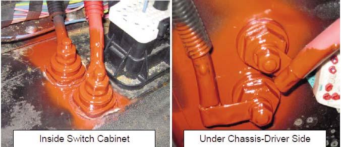 Apply a liberal amount of Red Varnish Dielectric Sealer to the exposed metal