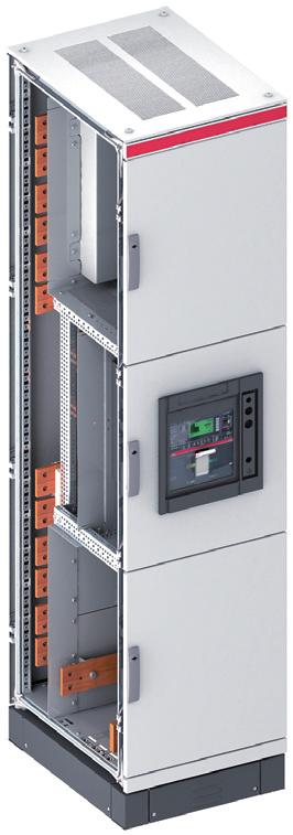 Coupler section for ABB T7 / X1 3 pole, withdrawable For one device Configuration example without devices Cabinet frame and cladding Top plate, ventilated Bottom plate closed Plinth, ventilated Main