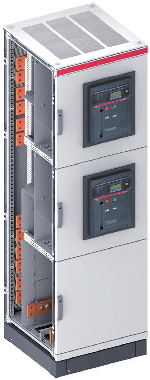 Incoming / outgoing / coupler combination for ABB E2 3 pole, fixed For two devices on top of one another Configuration example without devices Cabinet frame and cladding Top plate, ventilated Bottom