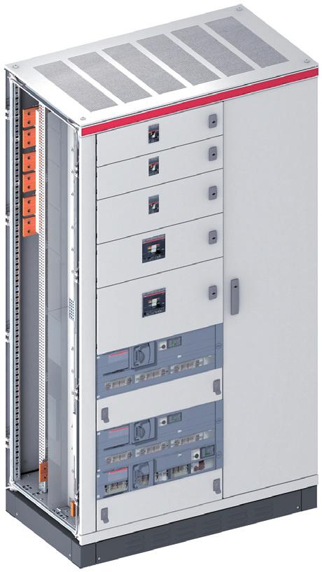 Outgoing section with a vertical cable compartment for switch disconnector fuse ABB XR and compartment, fixed, with plug-in contacts Configuration example without devices / compartments Cabinet frame