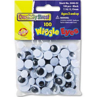17 Wiggle eyes 600380 Assorted sizes Black 100 count PK $1.