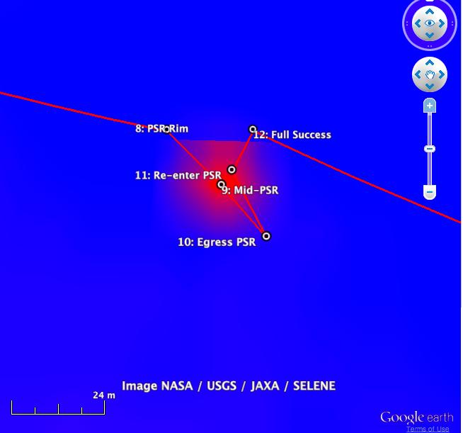 Traverse Plan Explore first PSR. Choose small PSR on order of 20 m diameter. WP 8: Stop at rim to assess (15 min halt). WP 9: Entered PSR, PSR midpoint.