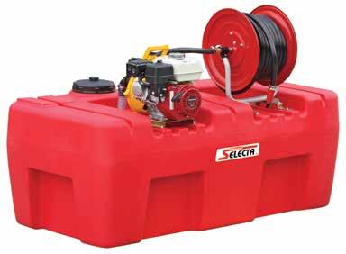 5 HP Selecta Power fire fighting engine with high pressure, twin impeller fire fighting pump Unique baffle design to reduce surge when travelling Screw on lid with breather Calibrated sight lines