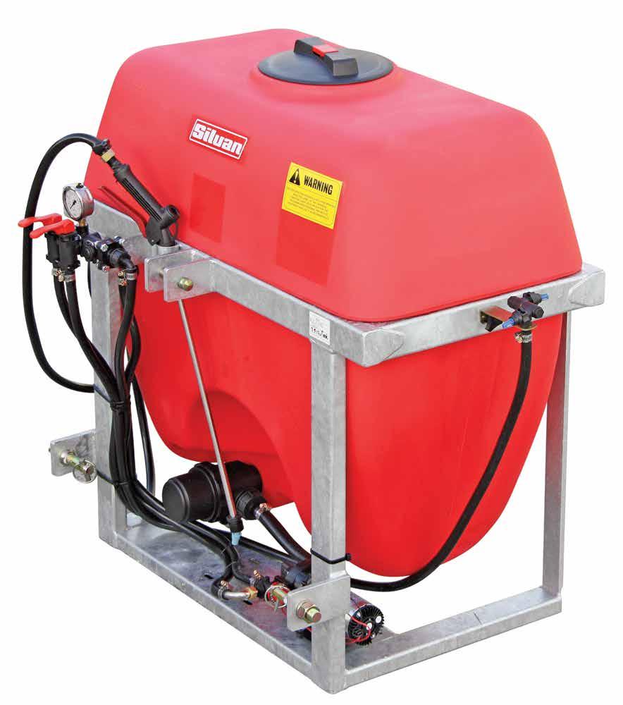 200 L K02A 10749 12 volt Traylink sprayer Comes in 200 and 300 L capacities UV stabilised polytuff tank with sump Steel TPL frame (CAT 1) 200 L unit: powder coated frame 300 L unit: galvanised frame