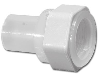PVDF union blank are available. See page 22. OD NPT SW FEMAE ADAPTER 1 2 mm inch 1 2 SW NPT 20 1/2 0.098 1.772 0.827 0.630 1.260 1/2 0.02 6349005 25 3/4 0.106 1.969 0.984 0.669 1.614 3/4 0.