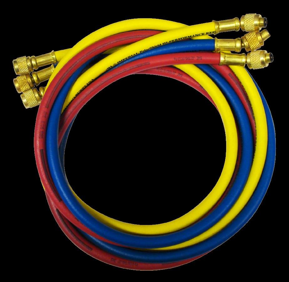 PART NUMBER 203MRS 205MRS 803MRS 805MRS 853MRS 856MRS 956MRS 536FTY 560FTY DESCRIPTION Set of 3-36" (3') Charging Hoses (B,Y,R) - R-410A with 5/16" SAE fittings.