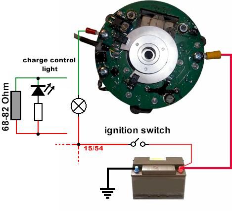 This shows that the current through the rotor is switched on and off, the regulator works.