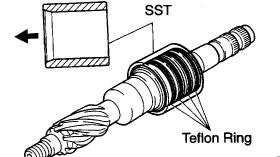 e. Carefully slide the tapered end of SST over the teflon rings until they fit to the control valve assembly. SST 09631 20081 NOTICE: Be careful not to damage the teflon rings.