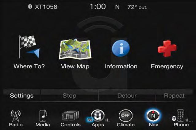 ELECTRONICS Navigation (8.4/8.4 NAV) The Uconnect navigation feature helps you save time and become more productive when you know exactly how to get to where you want to go.