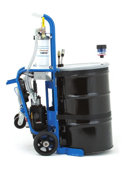 FLUID HANDLING: Drum Filter Cart This cart is ideal for pre-cleaning, protecting, and transferring oil from a