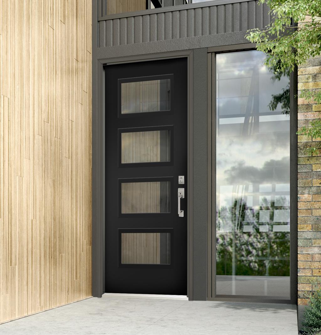 Black Basic 4 Lite Door* with Clear Glass and Schlage Century Handleset in