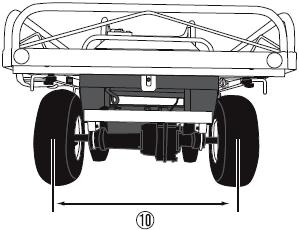 FIG. 1: Side view Product specifications: Uniform static capacity in pounds (kg) Net weight in pounds (kg) Deck dimensions in inches (cm) Wheel dimensions in inches (cm) Battery specifications (each
