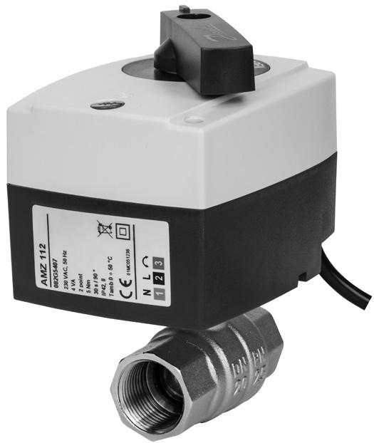 Data sheet ON/OFF zone valves AMZ 112, AMZ 113 Description Features: Indication of actual valve position; LED indication of turning direction; Manual valve turning mode enabled by a permanent clutch;