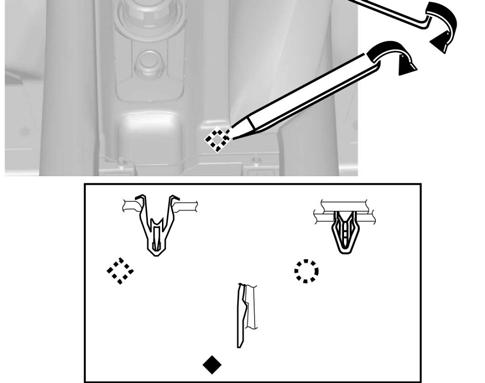 With the remover tool still inserted, push the upper panel in the direction of the arrow