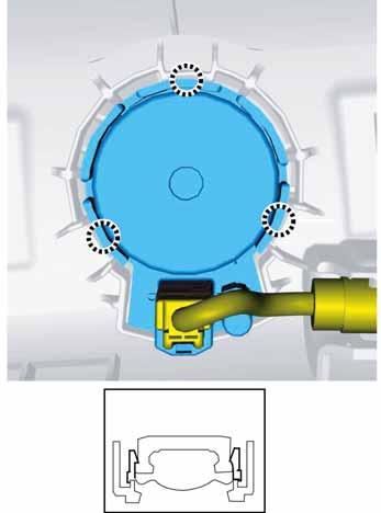 Release the tabs in the positions shown in the figure and remove the tweeter from the A-pillar trim.