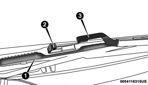 336 SERVICING AND MAINTENANCE with one hand and separating the wiper blade from the wiper arm with the other hand (move the wiper blade down toward the base of the wiper arm and away from the J hook