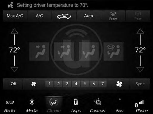 450 MULTIMEDIA Climate (4C/4C NAV) Too hot? Too cold? Adjust vehicle temperatures hands-free and keep everyone comfortable while you keep moving ahead. (If vehicle is equipped with climate control.