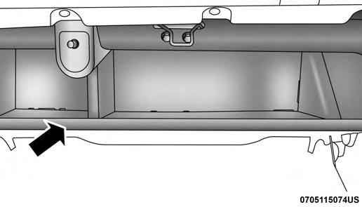 92 GETTING TO KNOW YOUR VEHICLE Opened Glove Compartment Console Storage The center console has a storage compartment located underneath the armrest.