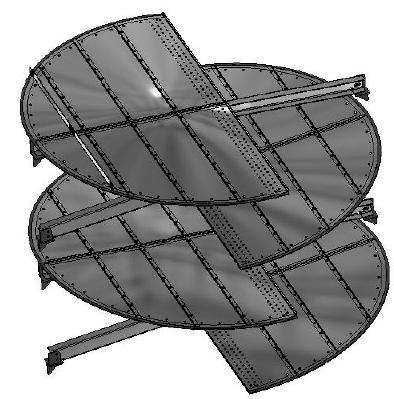 Figure 1 - Baffle Tray A sieve tray, Figure 2 which consists of a perforated (holes) plate with compartment(s) known as downcomers to accumulate liquid, shows good efficiency.
