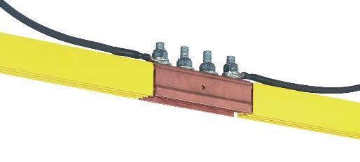 The central axis of the cable must be flush with the cable grommet Gap 2 mm/rail Joint Power Feed: Fully assembled connections Power feed fitted with feed caps. WARNING!