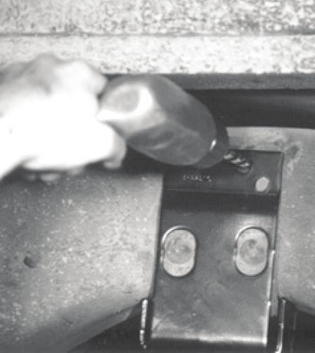 3. Secure the stud using flat washer (K) and 3/8 lock nut (J). See Figure 9. Torque stud nut to 16 lb.-ft (22Nm). Outboard fig. 9 NOTE CAUTION 4. Tighten the hex head bolt securely to 16 lb.