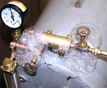 The regulator has quick connects on both sides. The pressure was set for about 50 pounds and then the most obvious leaks fixed ------ a few open valves and drain holes not plugged.
